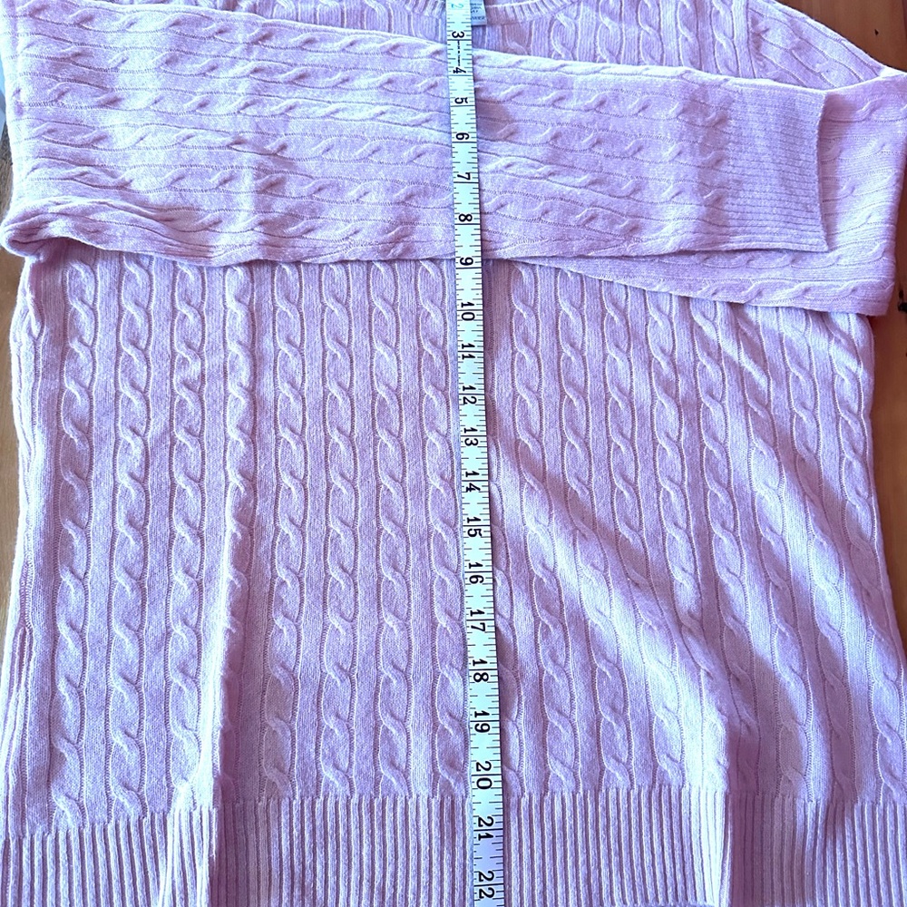 💖NWOT Tweeds 100% Cashmere Baby Pink Cable Knit Sweater, size XL - Picture 6 of 7